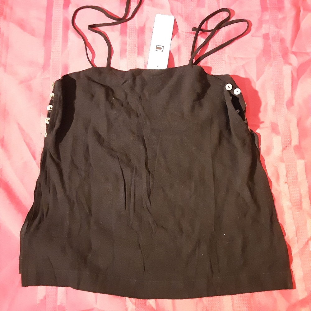 Unik Black Camisole with Button Accents
